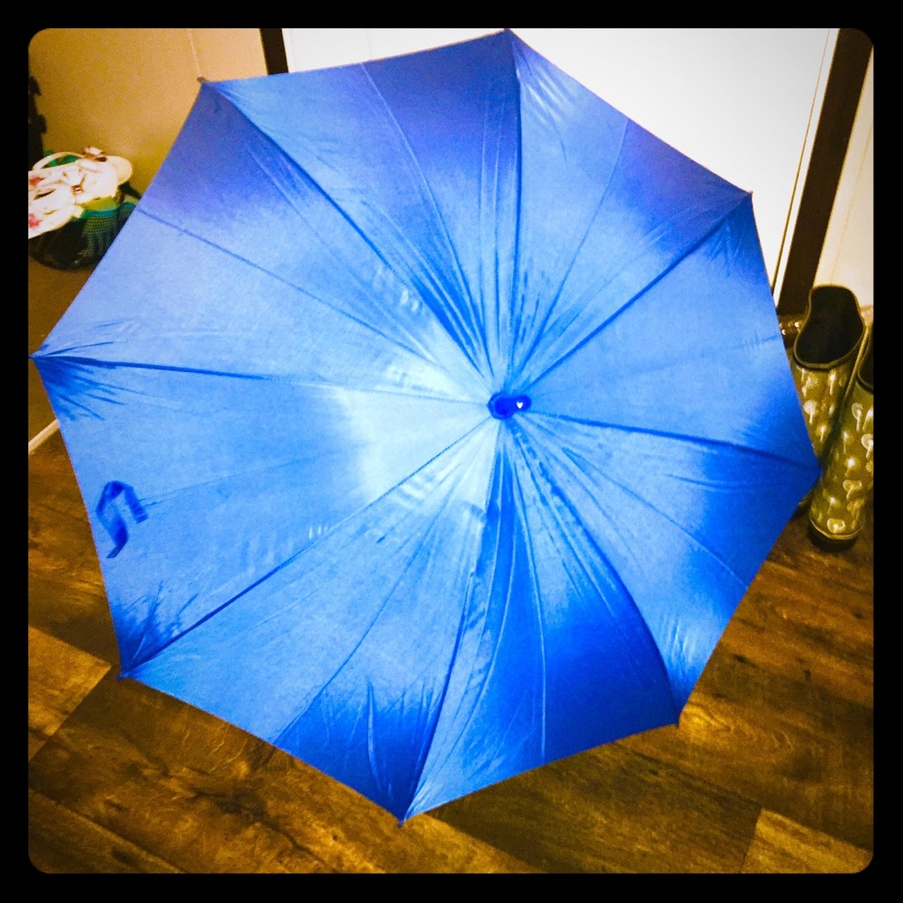 NEW IMPLIVA CANE HANDLE AUTO OPEN BLUE UMBRELLA